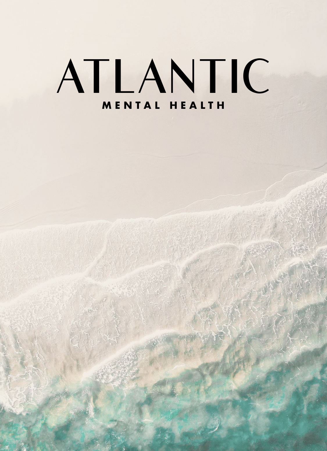 Atlantic Mental Health logo with picture of beach waves flowing